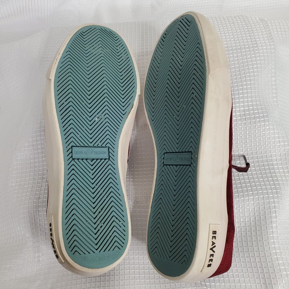 J.Crew SeaVees Womens Sz 8.5 Sneakers Legend Burgundy Velvet Sheer Ribbon Laces - Picture 9 of 9